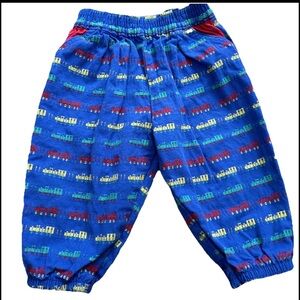 Vintage 80s Oshkosh Toddler Boy Harem Baggy Train Pants Primary Colors Blue 18m